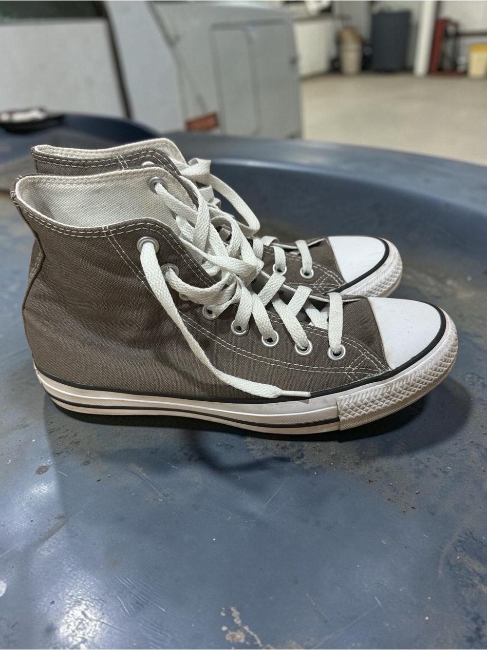 Converse Chuck Taylor High-Top Canvas Sneakers in Grey with White Accents - Picture 2 of 9